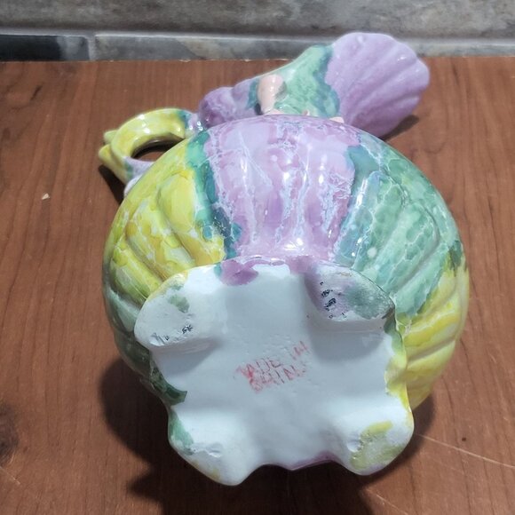 Vintage Floral Rose Pitcher Footed Vase With Handle - Picture 7 of 12